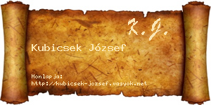 Kubicsek József névjegykártya