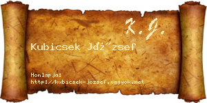 Kubicsek József névjegykártya